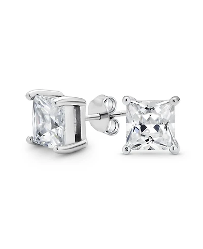Bling Jewelry 1-2CT Square Cubic Zirconia Princess Cut Solitaire Cz Stud Earrings .925 Sterling Silver