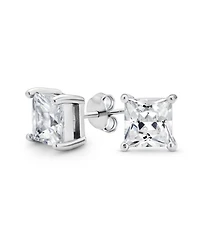 Bling Jewelry 1-2CT Square Cubic Zirconia Princess Cut Solitaire Cz Stud Earrings .925 Sterling Silver