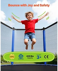 Mecale 12 Ft Outdoor Trampoline with Enclosure Net 400 lbs Capacity