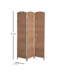 Rainsken 3 Panel Room Divider, 6FT Tall Folding Privacy Screen, Freestanding Hand-Woven Partition, for Bedroom Home Office, No Assembly Required