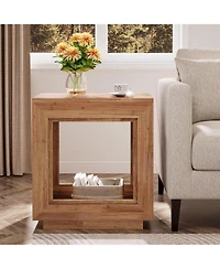 Tribesigns End Table, 24" Side Table with Storage Shelf, Farmhouse Style