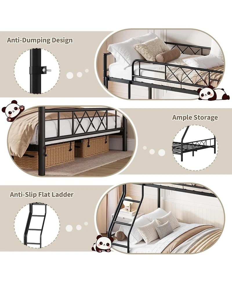 gaomon Bunk Bed Heavy Duty Metal with Ladder and Safety Rails, No Box Spring Required
