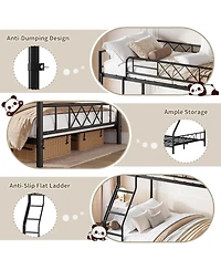 gaomon Bunk Bed Heavy Duty Metal with Ladder and Safety Rails, No Box Spring Required