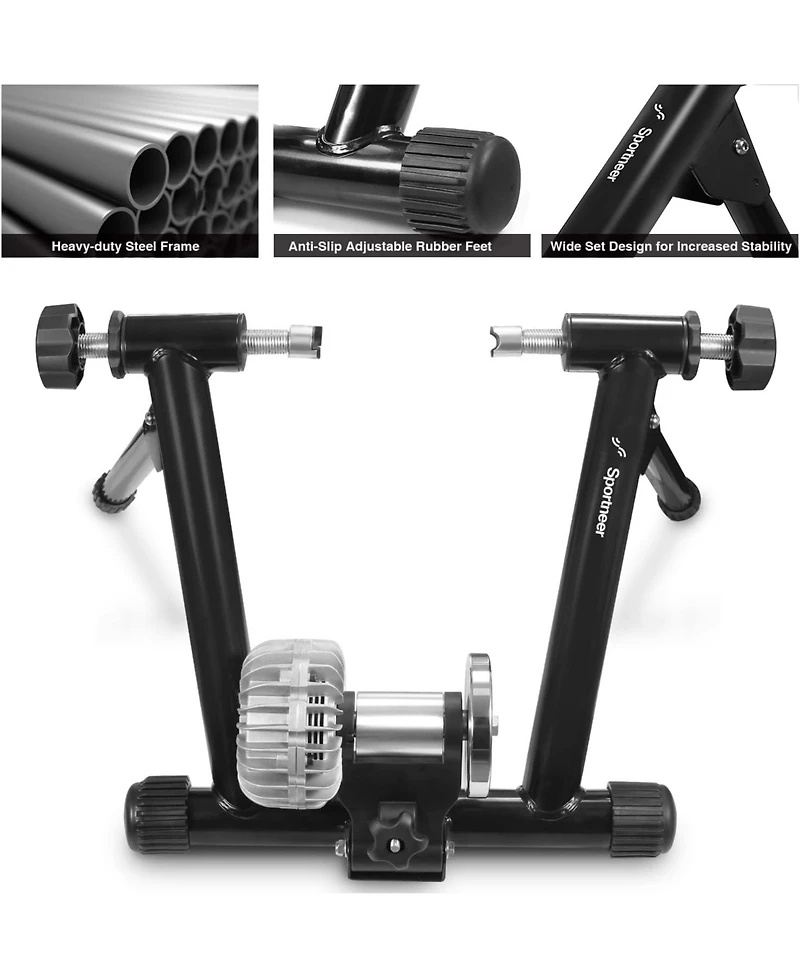 Sportneer Fluid Bike Trainer Stand with Auto Resistance and Noise Reduction, Wheels for Road Bikes