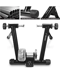 Sportneer Fluid Bike Trainer Stand with Auto Resistance and Noise Reduction, Wheels for Road Bikes