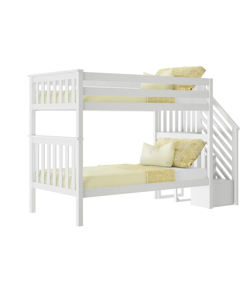 Max and Lily Bed Frame, Farmhouse Solid Wood Platform with Slatted Headboard
