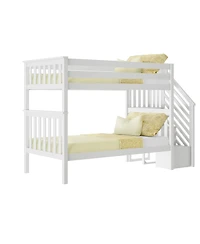Max and Lily Bed Frame, Farmhouse Solid Wood Platform with Slatted Headboard