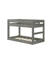 Max & Lily Twin over Low Bunk Bed, Modern Farmhouse Solid Wood Beds for Kids, Driftwood