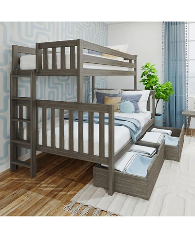 Max & Lily Full Bunk Bed With Ladder on End and Storage Drawers