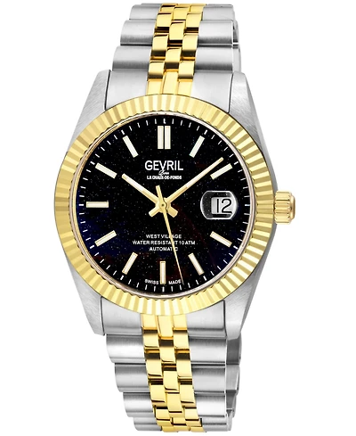 Gevril Men's West Village Swiss Automatic Two toned Ss Ipyg Bracelet Watch