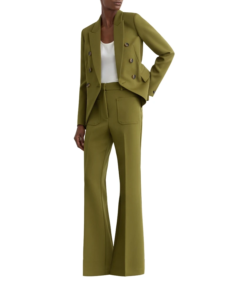 Reiss Women's Priya Twill High-Rise Flared Pants