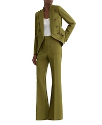 Reiss Women's Priya Twill High-Rise Flared Pants