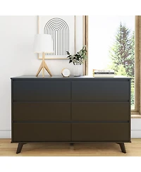 Max and Lily Solid Wood Scandinavian 6 Drawer Dresser