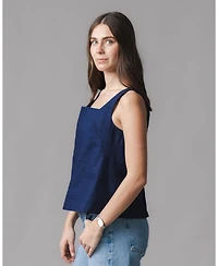 Hope & Henry Women's Linen Square Neck Tank