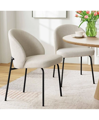 Maison Boucle Modern Upholstered Dining Side Chairs Set of 2, Metal Legs