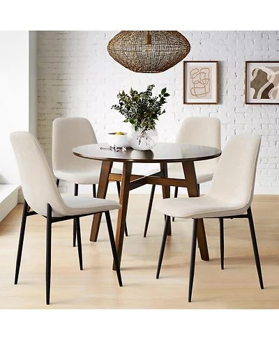 Maison Boucle Modern Chenille Upholstered Dining Chairs Set of 4, Metal Legs