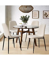 Maison Boucle Modern Chenille Upholstered Dining Chairs Set of 4, Metal Legs