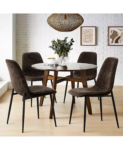 Maison Boucle Modern Chenille Upholstered Dining Chairs Set of 4, Metal Legs