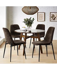 Maison Boucle Modern Chenille Upholstered Dining Chairs Set of 4, Metal Legs