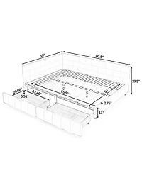 Rainsken Storage Upholstered Tufted Bed Frame, with 2 Drawers, Velvet Corner Frame Full, No Box Spring Needed