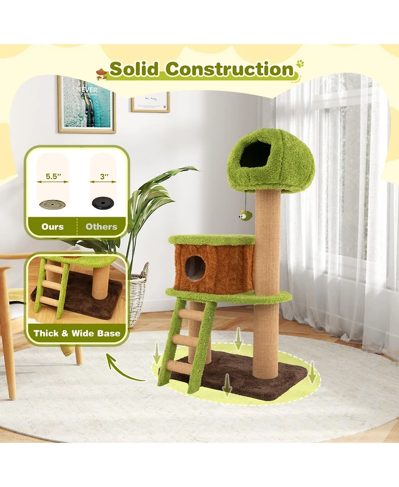Cozito Cat Tree with Mushroom Nest Condo and Climbing Ladder