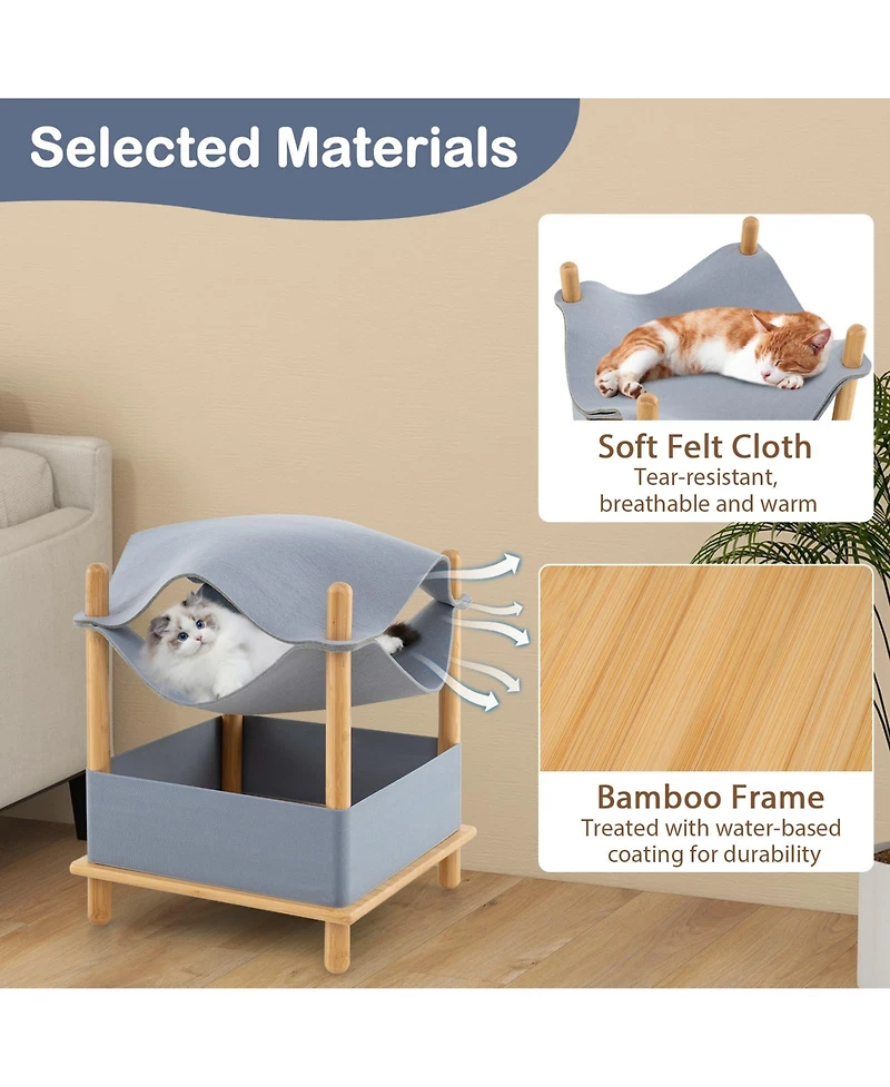 Cozito Cat House 2-Tier Wooden with Semi-Enclosed Condo
