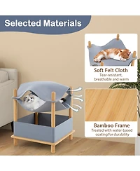 Cozito Cat House 2-Tier Wooden with Semi-Enclosed Condo