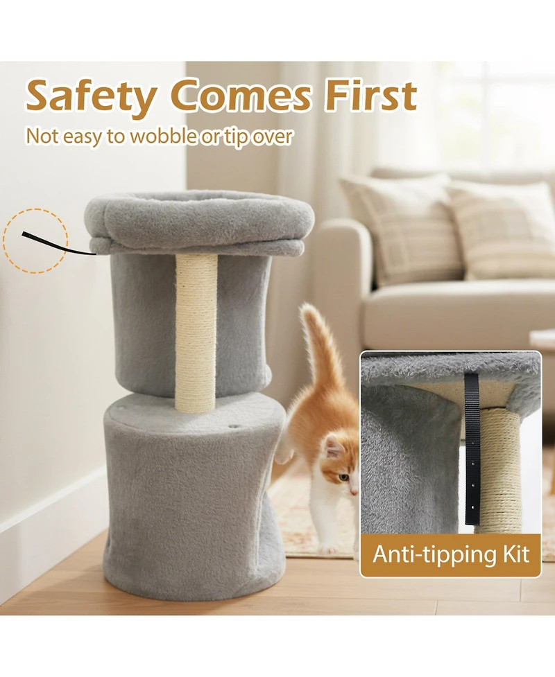 Cozito Cat Tower 26 inch with Padded Plush Perch and Dual Condos