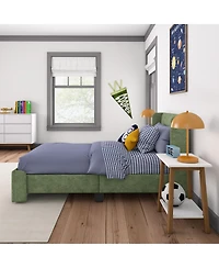Max & Lily Upholstered Bed with Rectangular Headboard Drawer Side Storage