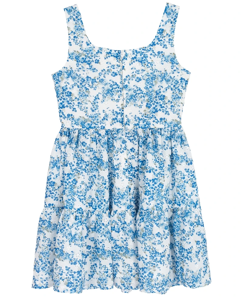 Rare Editions Girls 7-16 Printed Woven Eyelet Dress