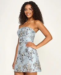 Seni & Cade Women's Polyester Floral Jacquard Strapless Dress