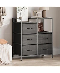gaomon Lateral File Cabinet with 5 Fabric Drawers - 24.8" Filing Cabinet, Rustic Printer Stand, Cabinet