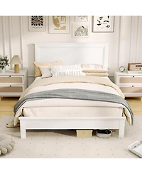 Slickblue Modern Platform Bed Frame with Tall Headboard, Strong Slat Support, Noise Free Design