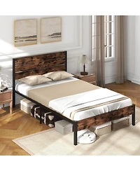 Slickblue Modern Bed Frame with Tall Headboard and Mute Bar Structure for Quiet Stability