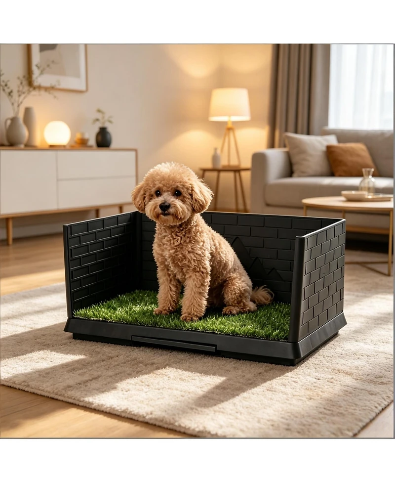 Aostirmotor Pet Toilet,Dog Grass Pad with Semi-Enclosed Walls