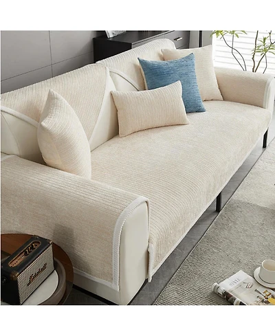 FunnyFuzzy Striped Chenille Couch Cover, 35.4x70.9 inch