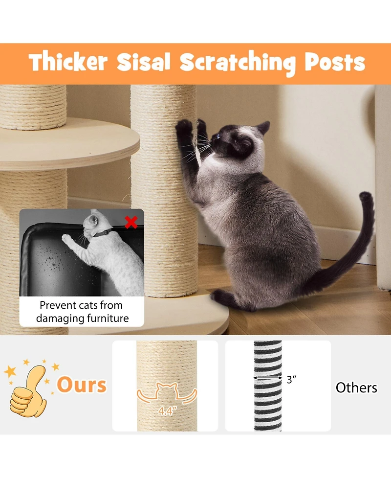 Cozito Cat Tree 5-Level Wooden with Padded Perch and Hammock