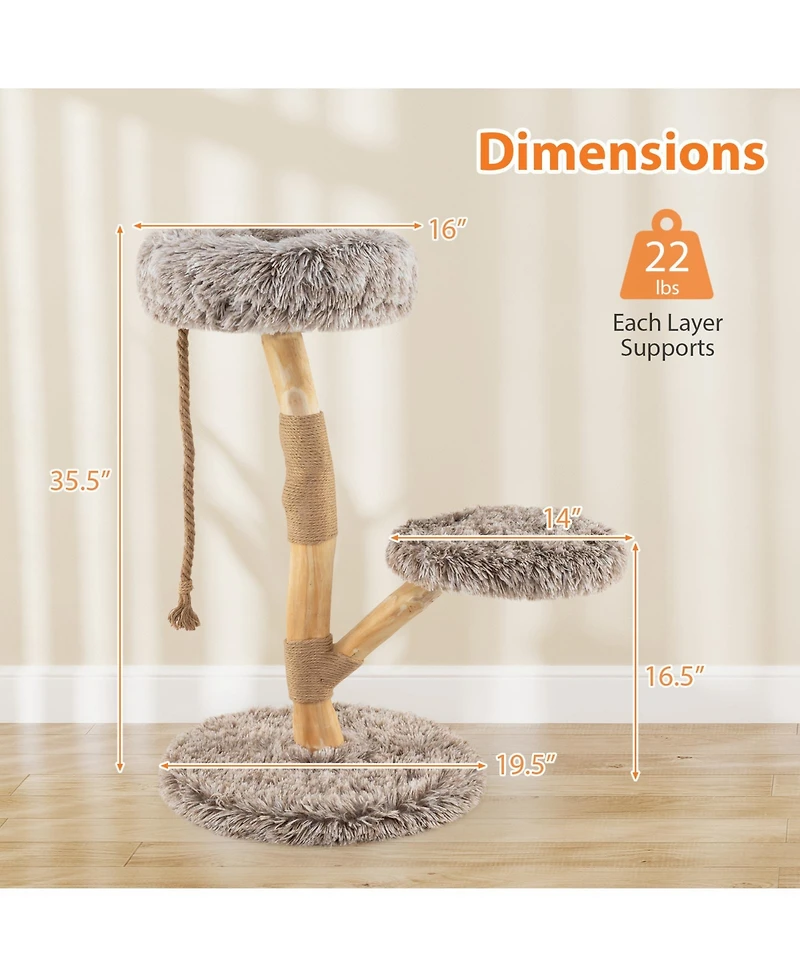 Cozito Cat Tree Modern Wooden with Perch and Jute Scratch Posts