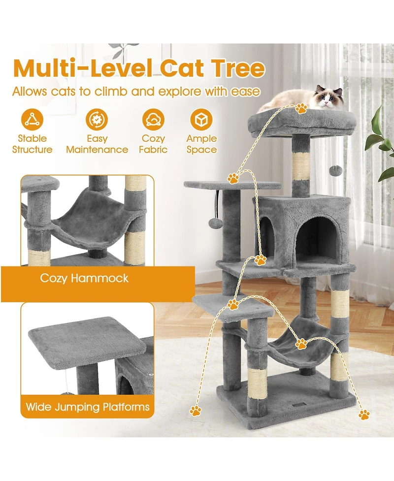 Cozito Cat Tower Multi-Level with 2-Door Condo and Top Perch