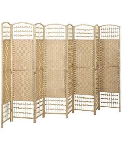 Rainsken 8 Panel Wave Fiber Folding Freestanding Room Divider Privacy Screen