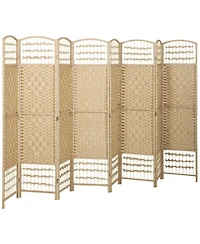 Rainsken 8 Panel Wave Fiber Folding Freestanding Room Divider Privacy Screen