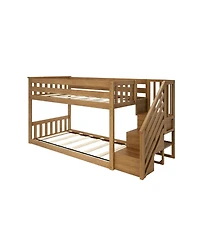 Max & Lily Solid Wood Low Bunk Bed for Kids with Staircase