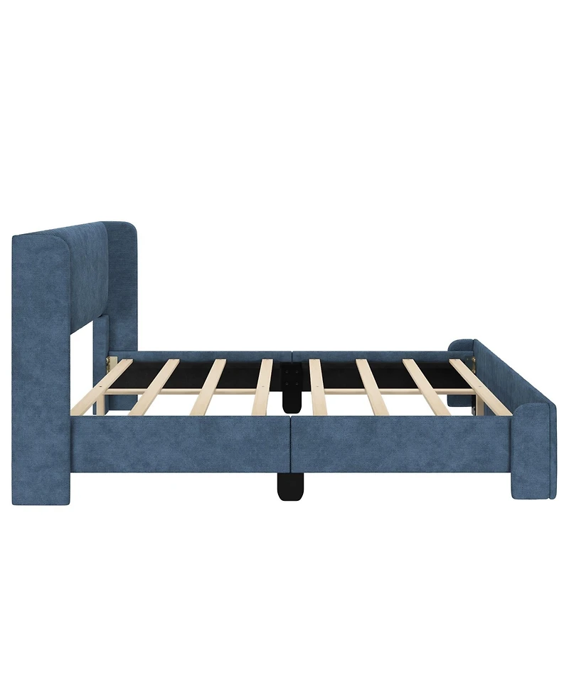 Max & Lily Full Upholstered Rectangular Headboard Platform Bed Frame with 2 Drawer Side Storage