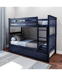 Max & Lily Solid Wood Bunk Bed with Storage Trundle for Kids