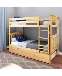 Max & Lily Solid Wood Bunk Bed with Storage Trundle for Kids