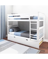 Max & Lily Solid Wood Bunk Bed with Storage Trundle for Kids