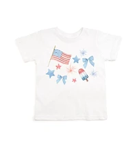 Sweet Wink Baby Girls Patriotic Watercolor Short Sleeve T-Shirt