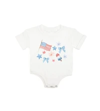 Sweet Wink Baby Girls Patriotic Watercolor Short Sleeve Romper