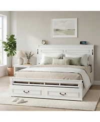 Sailvan Bed with 2 Storage Drawers, Led Lights, Usb Charging Station