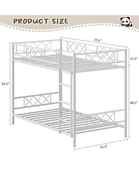 Heavy Duty Twin Over Bunk Bed for Adults and Teens - Metal Frame with Stairs, Full-Length Guardrail, Space-Saving, No Box Spring Needed